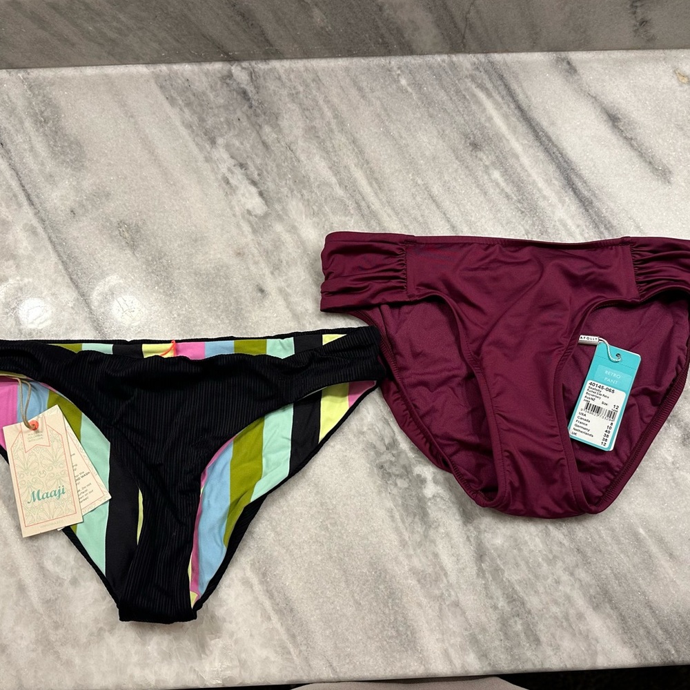 NWT 2 swimsuit bikini bottoms Seafolly and Maaji
